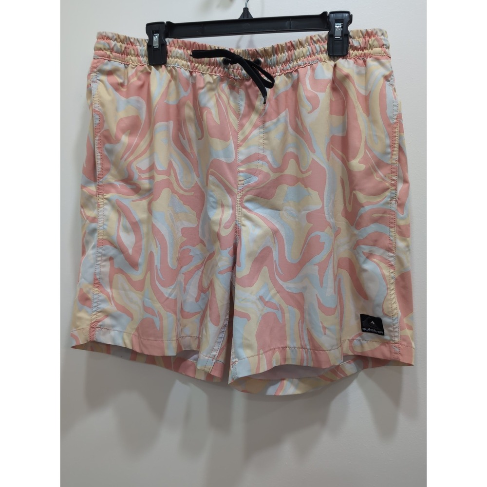 Quiksilver Board Shorts Mens 36 Ocean Mix Volley 17" Pastel Swirl Pattern‎